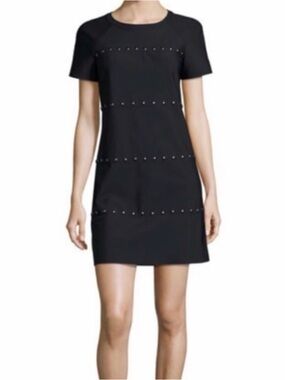 Tory Burch Black Short Sleeve Studded Shift Dress